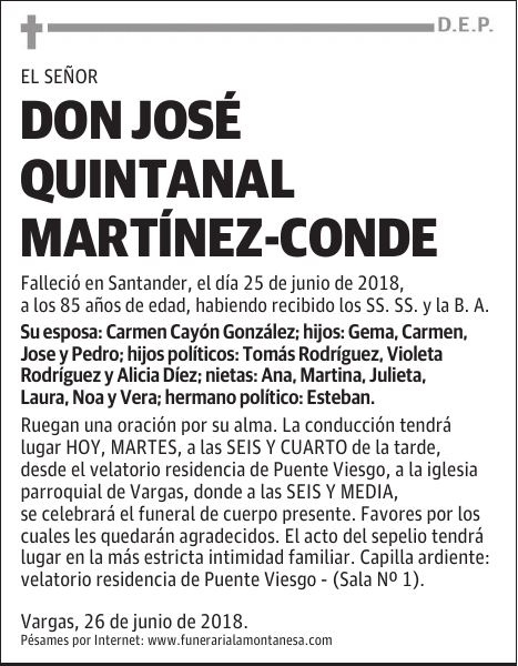 DON JOSÉ QUINTANAL MARTÍNEZ-CONDE