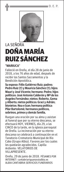 DOÑA MARÍA RUIZ SÁNCHEZ