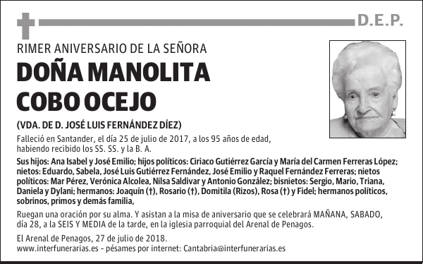 Dª. MANOLITA COBO OCEJO