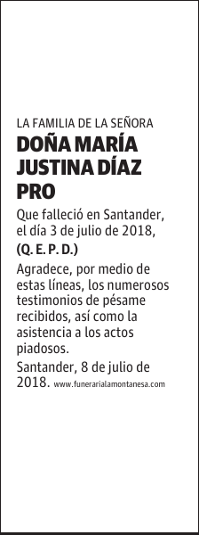 DOÑA MARÍA JUSTINA DÍAZ PRO