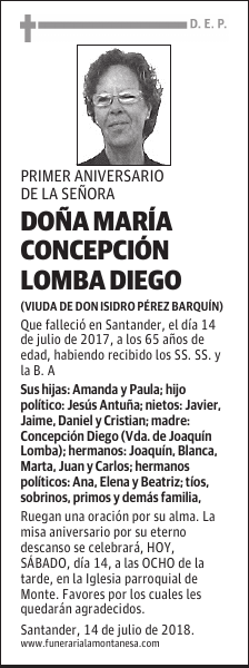 DOÑA MARÍA CONCEPCIÓN LOMBA DIEGO
