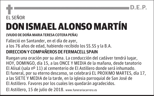 DON ISMAEL ALONSO MARTÍN