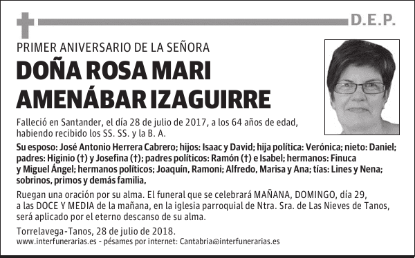 Da. ROSA MARI AMENÁBAR IZAGUIRRE