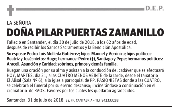 DOÑA PILAR PUERTAS ZAMANILLO