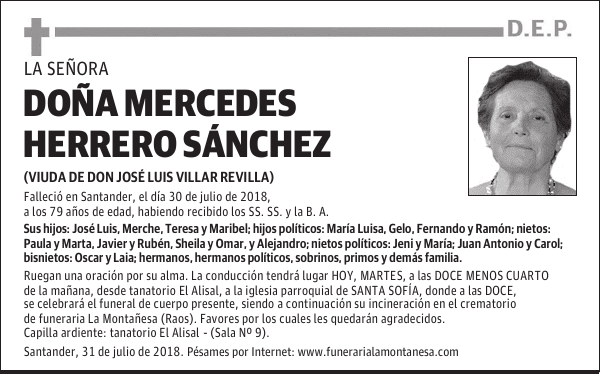 DOÑA MERCEDES HERRERO SÁNCHEZ