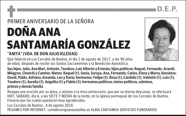 DOÑA ANA SANTAMARÍA GONZÁLEZ