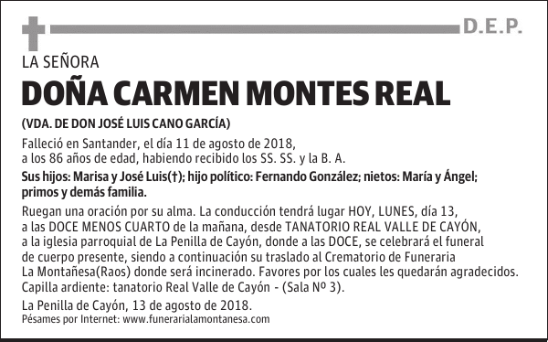 DOÑA CARMEN MONTES REAL