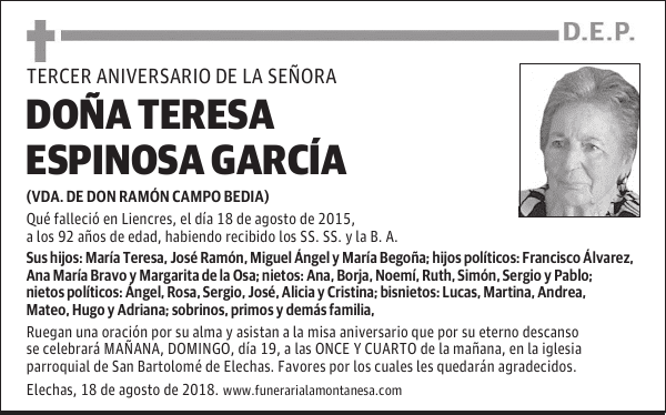 DOÑA TERESA ESPINOSA GARCÍA