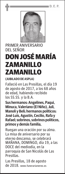DON JOSE MARIA ZAMANILLO ZAMANILLO