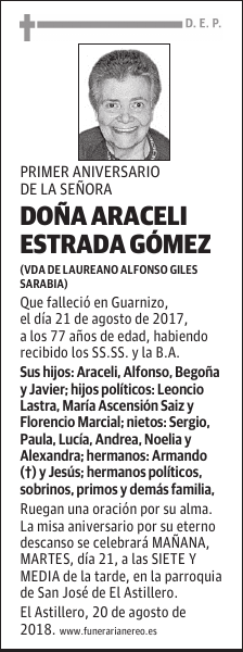 DOÑA ARACELI ESTRADA GÓMEZ
