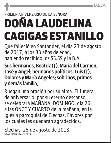 DOÑA LAUDELINA CAGIGAS ESTANILLO