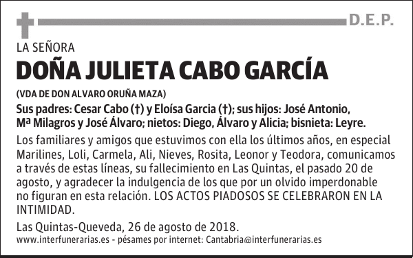 DOÑA JULIETA CABO GARCÍA
