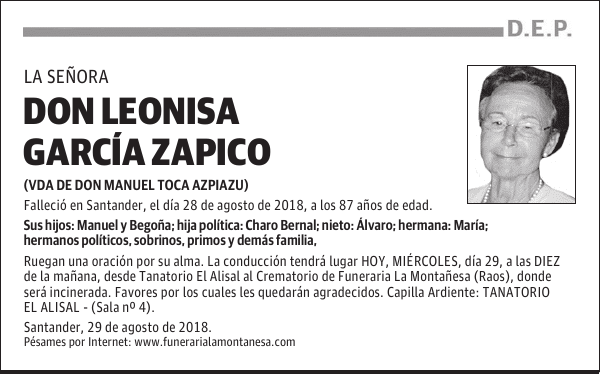 DON LEONISA GARCIA ZAPICO