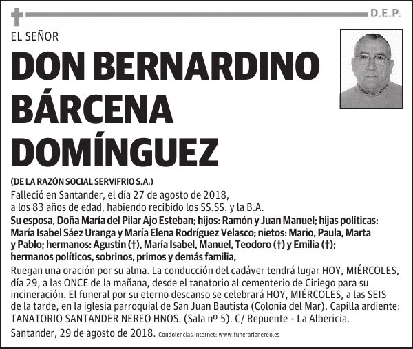 DON BERNARDINO BARCENA DOMINGUEZ