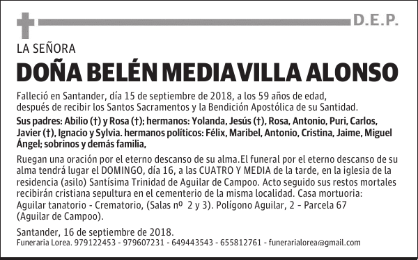 DOÑA BELÉN MEDIAVILLA ALONSO