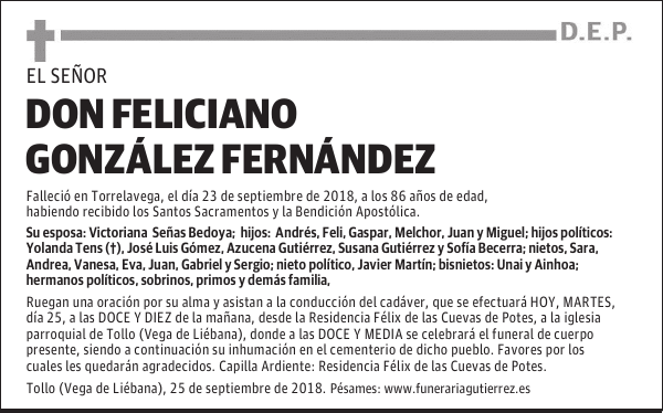 D. FELICIANO GONZÁLEZ FERNÁNDEZ