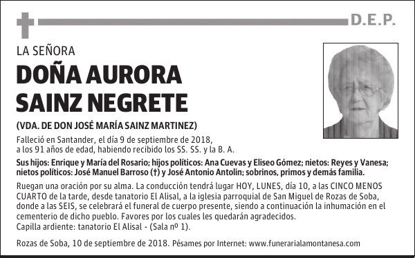 DOÑA AURORA SAINZ NEGRETE