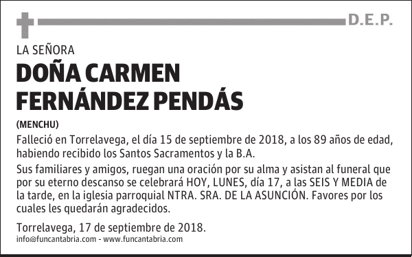 DOÑA CARMEN FERNÁNDEZ PENDÁS