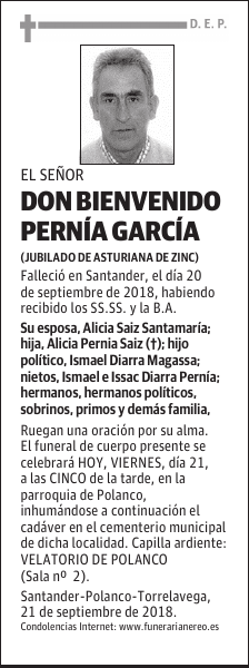 DON BIENVENIDO PERNIA GARCIA