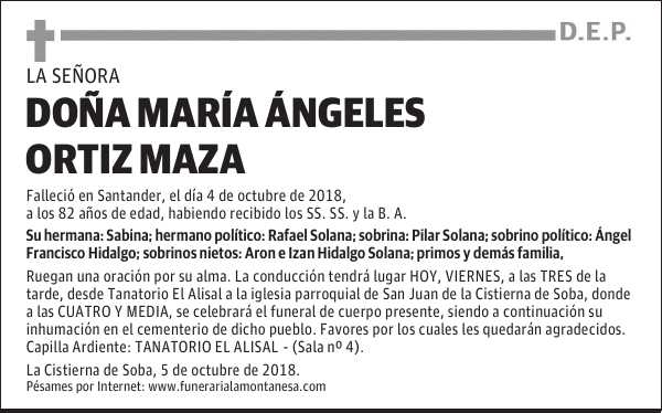 DOÑA MARÍA ANGELES ORTIZ MAZA