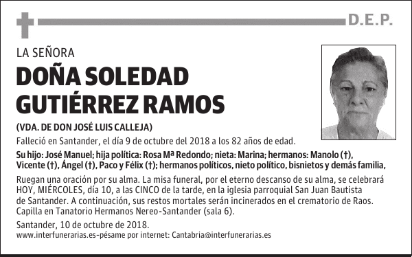 DOÑA SOLEDAD GUTIÉRREZ RAMOS