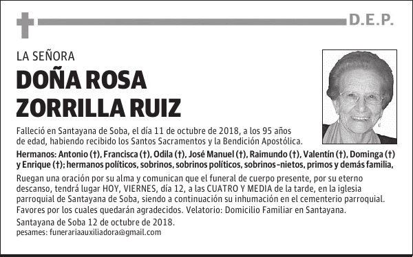 DOÑA ROSA ZORRILLA RUIZ