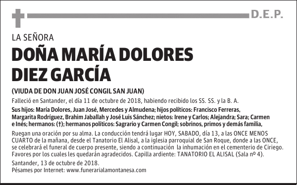 DOÑA MARÍA DOLORES DIEZ GARCÍA