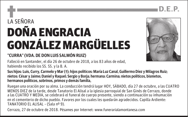 DOÑA ENGRACIA GONZÁLEZ MARGÜELLES