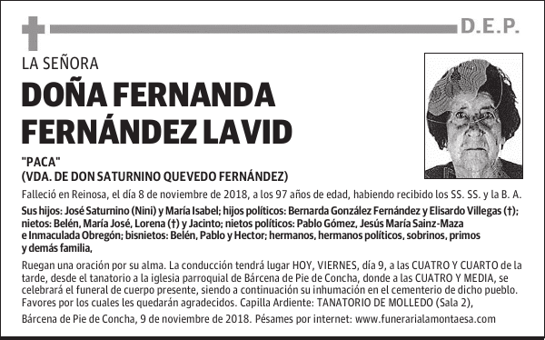 DOÑA FERNANDA FERNÁNDEZ LAVID