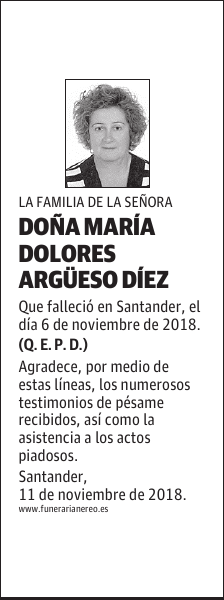 DOÑA MARIA DOLORES ARGÜESO DIEZ