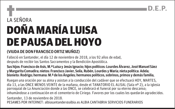 DOÑA MARIA LUISA DE PAUSA DEL HOYO