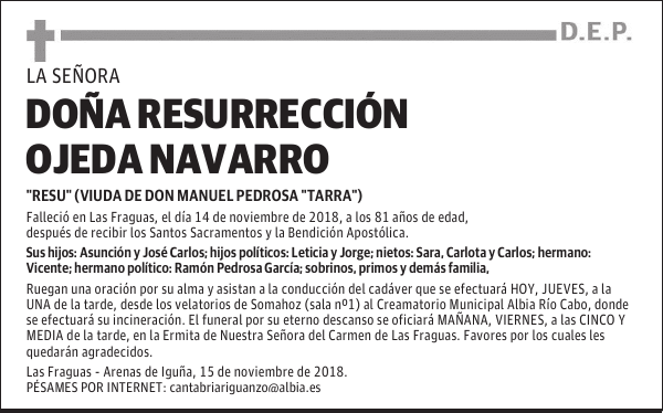 DOÑA RESURRECCIÓN OJEDA NAVARRO