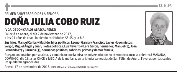 DOÑA JULIA COBO RUIZ