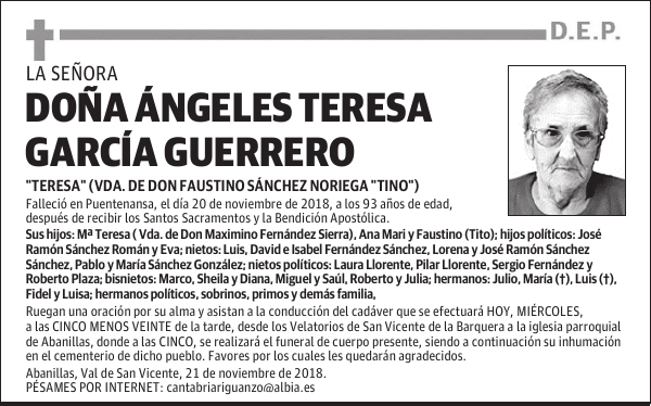 DOÑA ANGELES TERESA GARCÍA GUERRERO