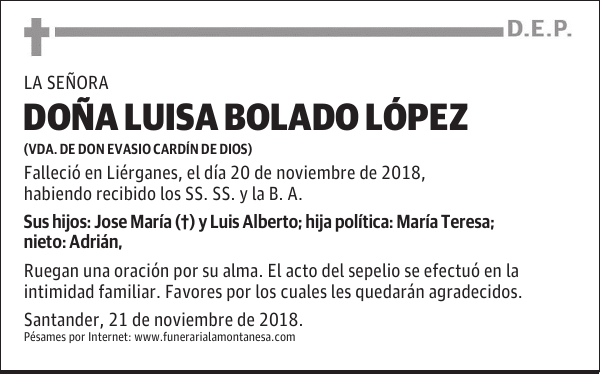 DOÑA LUISA BOLADO LÓPEZ
