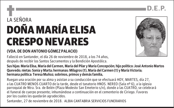 DOÑA MARÍA ELISA CRESPO NEVARES