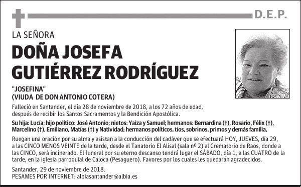 DOÑA JOSEFA GUTIÉRREZ RODRÍGUEZ