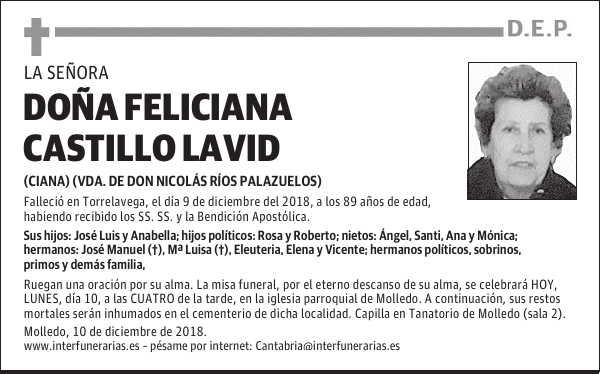 DOÑA FELICIANA CASTILLO LAVID