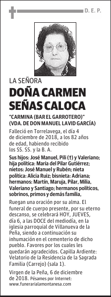 DOÑA CARMEN SEÑAS CALOCA