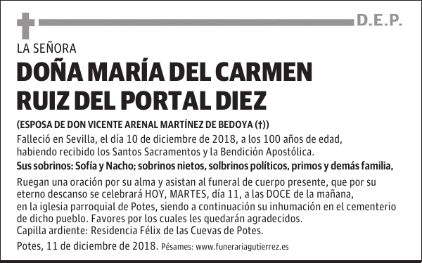 Dña. MARÍA DEL CARMEN RUIZ DEL PORTAL DIEZ
