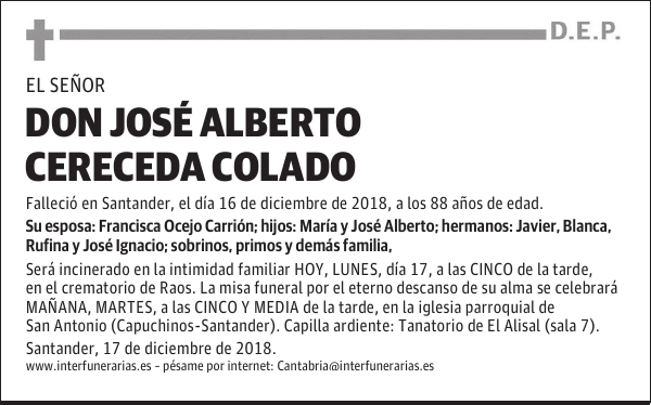 D. JOSÉ ALBERTO CERECEDA COLADO