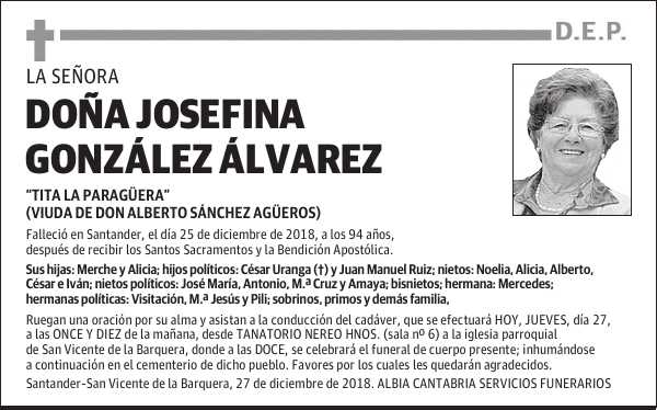 DOÑA JOSEFINA GONZÁLEZ ÁLVAREZ
