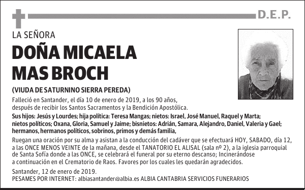 DOÑA MICAELA MAS BROCH