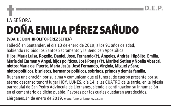 Doña Emilia Pérez Sañudo