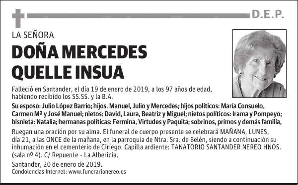 DOÑA MERCEDES QUELLE INSUA