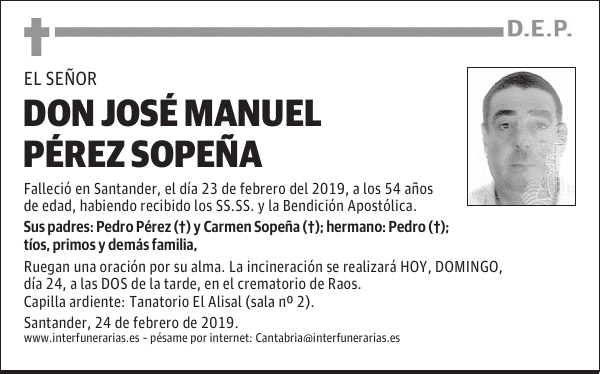 DON JOSÉ MANUEL PÉREZ SOPEÑA