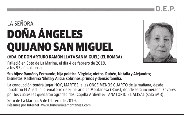 DOÑA ÁNGELES QUIJANO SAN MIGUEL