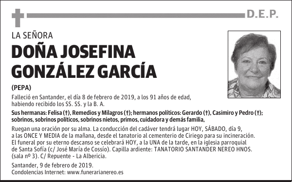 DOÑA JOSEFINA GONZÁLEZ GARCÍA