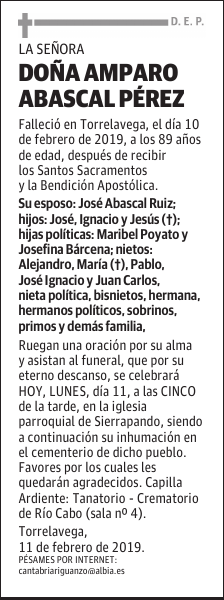 DOÑA AMPARO ABASCAL PÉREZ