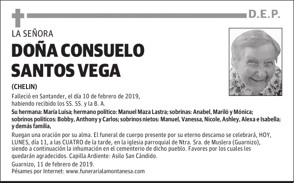 DOÑA CONSUELO SANTOS VEGA